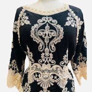 NorthStyle Black and Cream Lace Blouse